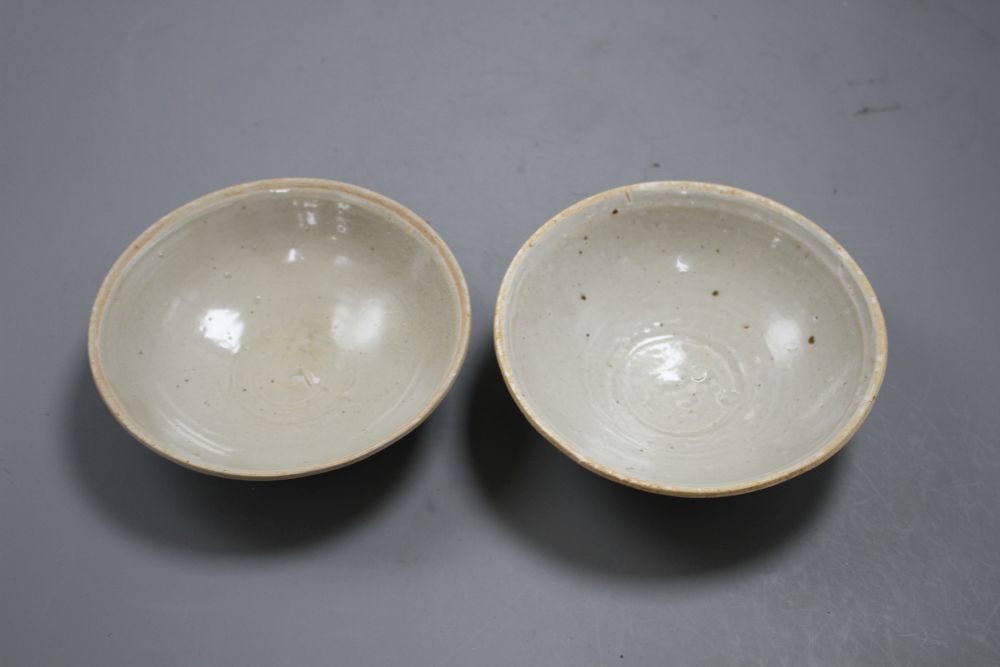 Two Chinese Ding type bowls, Yuan-Ming dynasty, 14.5 and 15cm